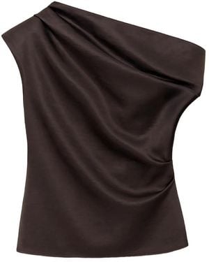 Jonathan Simkhai Blouse Drapée Via À Une Épaule - Noir