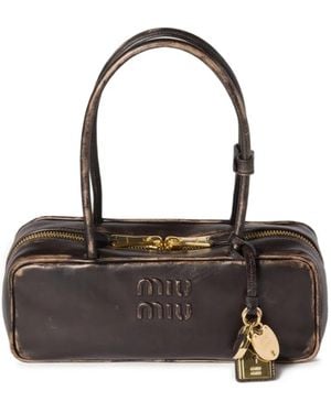 Miu Miu Beau Logo-Embossed Tote Bag - Black