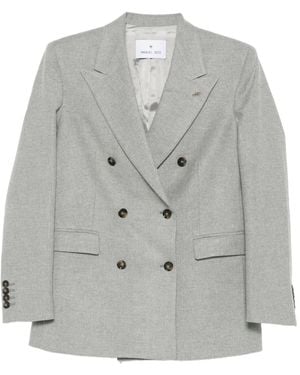 Manuel Ritz Flannel Double-Breasted Blazer - Grey