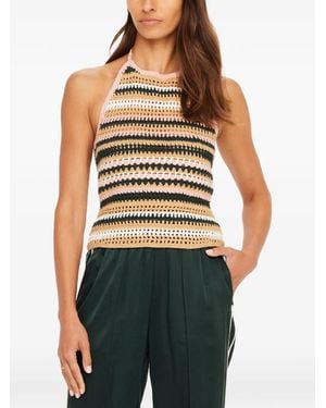 The Upside Bohemia Sal Crochet Striped Halter-Neck Top - Natural