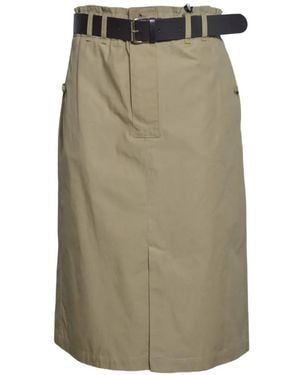 SOLOTRE Belted Hight-Waisted Midi Skirt - Green