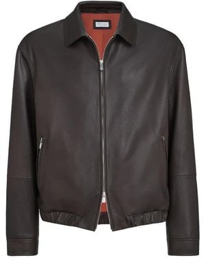 Brunello Cucinelli Nappa Leather Jacket - Black