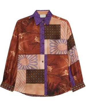 Pierre Louis Mascia Patchwork-Print Shirt - Brown