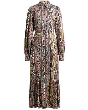 Etro Long Shirt Dress With Leafy Paisley Motif - Pink
