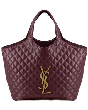 Saint Laurent Bolso shopper Icare acolchado con logo - Morado