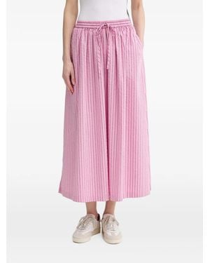 Marc O' Polo Vertical-Stripe Drawstring Midi Skirt - Pink