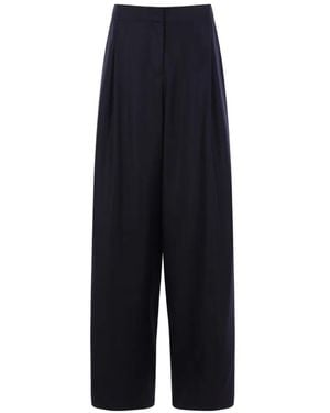 Dusan Elasticated-Waist Palazzo Trousers - Blue