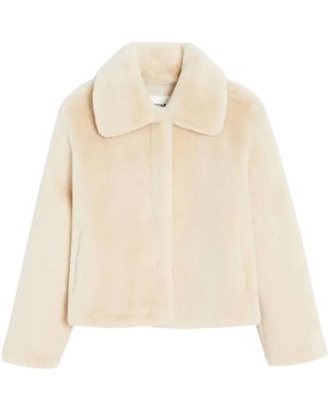 Apparis Wide-Collar Faux Fur Jacket - Natural