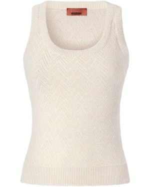 Missoni Herringbone-Pattern Sleeveless Top - Natural