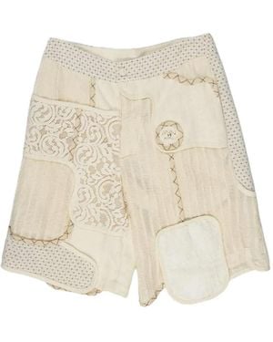 Commun's Bermudas Con Diseño Patchwork - Neutro