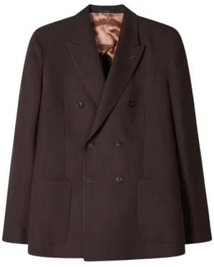 Paul Smith Double-Breasted Linen Blazer - Brown