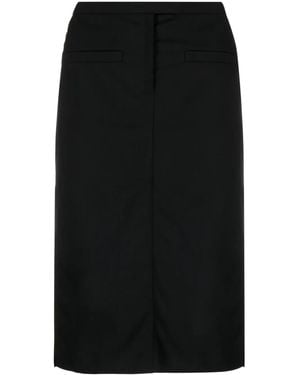 Courreges Logo-Appliqué High-Waist Midi Skirt - Nero