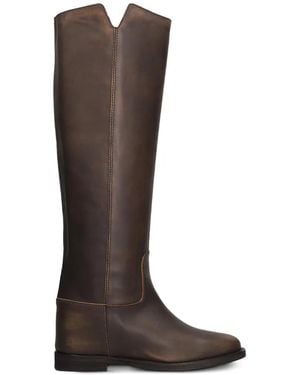 Via Roma 15 V-Cut Knee-High Boots - Brown