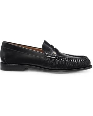 BOSS Lycia Leather Moccasins With Double B Monogram - Black