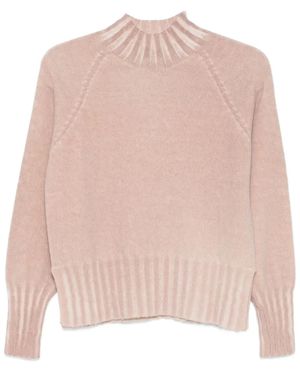 AROVESCIO Raglan Mock-Neck Jumper - Pink