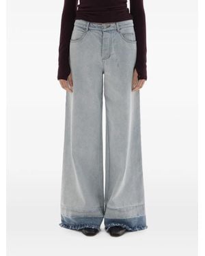 JOAEN Adrianne Frayed Wide-Leg Jeans - Grey