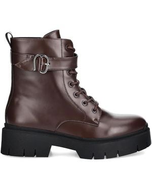 HUGO Buckle Lace-Up Boots - Brown