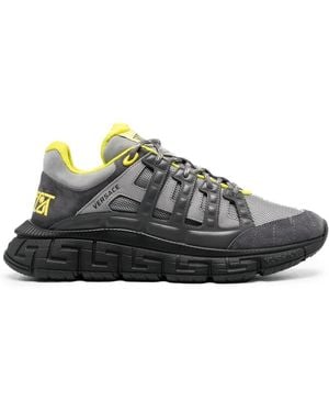 Versace Trigreca Trainers In Baroque Print Leather And Nylon - Grey