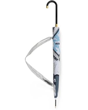 Moschino Logo-Print Graphic-Print Umbrella - White