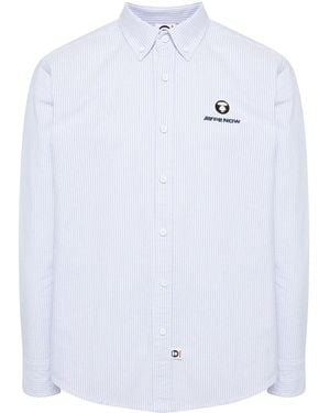 Aape By A Bathing Ape Logo-Patch Striped Shirt - White