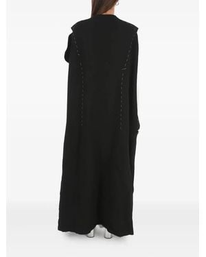 Maison Margiela Double-Breasted Frayed Wool Coat - Black