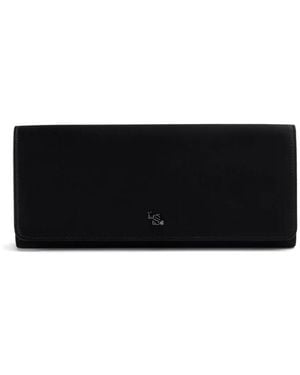 Le Silla Satin Logo-Plaque Clutch Bag - Black
