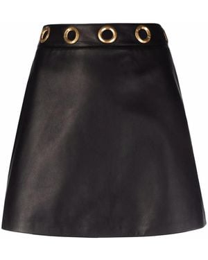 Etro Eyelet Detail Leather Mini Skirt - Black