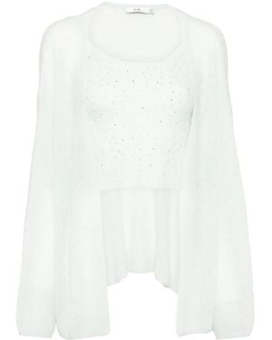 B+ AB Long-Sleeves Cardigan Set - White