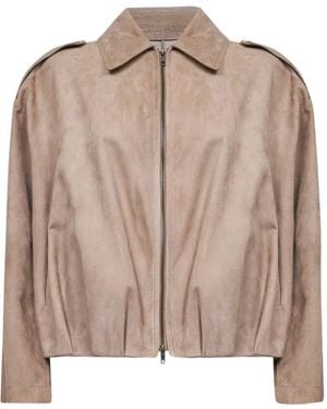 Salvatore Santoro Gathered Leather Jacket - Brown