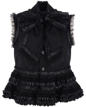 Noir Kei Ninomiya Ruffled Bow-Detail Jacket - Black
