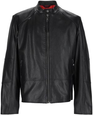 HUGO Bikerjacke Aus Leder - Schwarz
