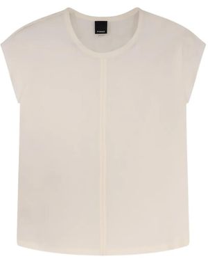 Pinko Blossom Boxy Short-Sleeved Fabric T-Shirt - White