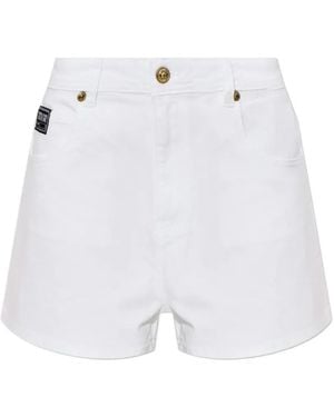 Versace Jeans Couture Logo-Patch Denim Shorts - White