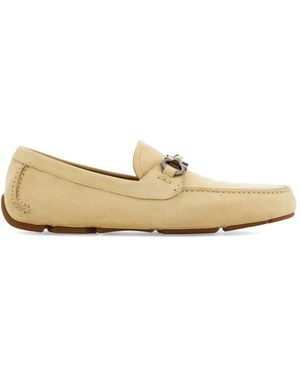 Ferragamo Gancini Ornament Driver Loafers - Natural