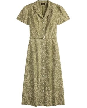 RRL Floral Belted Midi Dress - Green