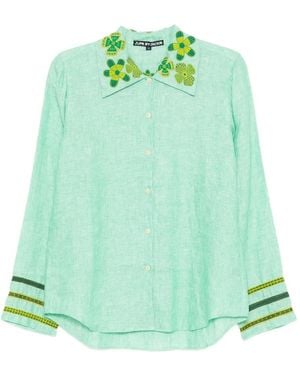 Jupe by Jackie Floral-Embroidered Shirt - Green