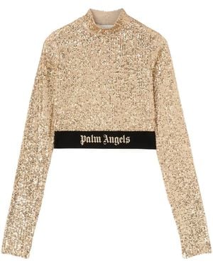 Palm Angels Sequin-Design Long-Sleeve Top - Natural