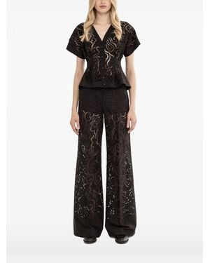 Nissa Floral-Embroidered Jacket - Black