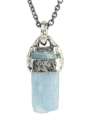 Parts Of 4 10K Fused Talisman Aquamarine Necklace - Blue