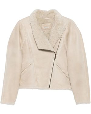 Isabel Marant Blondine Zip-Front Shearling Jacket - Natural