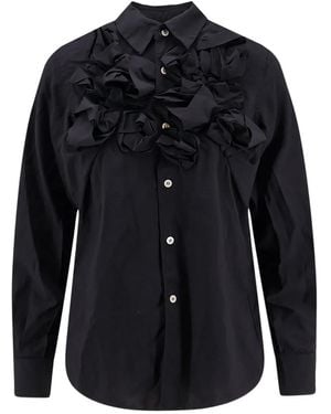 COMME DES GARÇONS PLAY Ruffled-Detail Long-Sleeved Shirt - Black