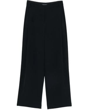 Luisa Cerano Pleated Wide-Leg Trousers - Black
