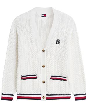 Tommy Hilfiger Cable-Knit Embroidered Cardigan - White