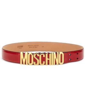 Moschino Ceinture À Plaque Logo - Blanc