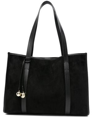 Sandro Suède Leren Shopper Met Bedel - Zwart