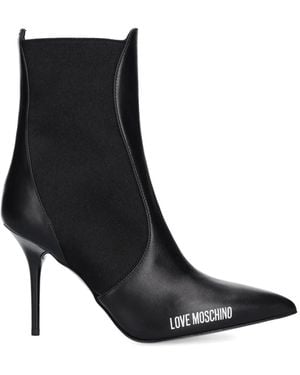 Love Moschino Logo-Print Ankle Boots - Black