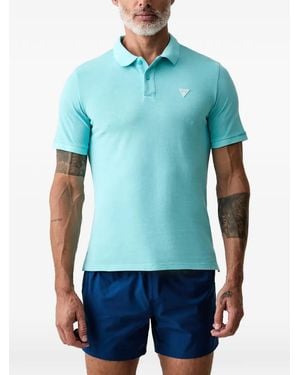 Guess Logo-Patch Polo Shirt - Blue