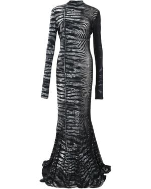 Roberto Cavalli Maxi-Jurk Met Zebraprint - Zwart