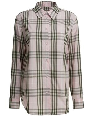 Burberry Check-Pattern Cotton Shirt - White