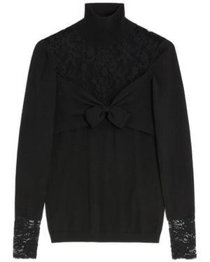 Valentino Garavani Wool Jumper With Lace - Black